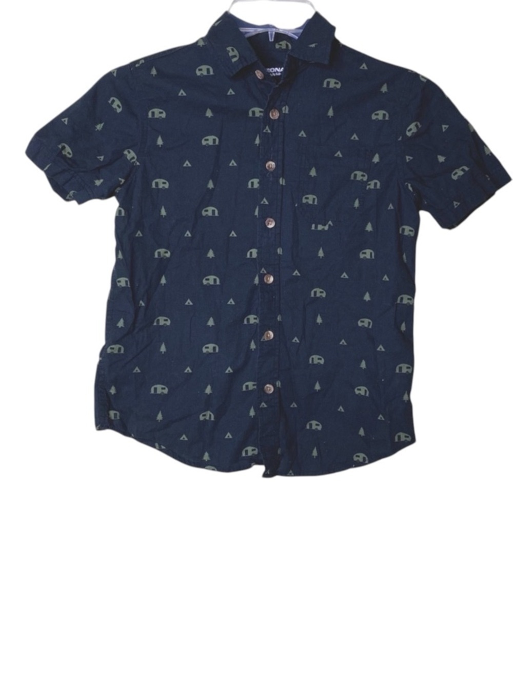 Arizona Jean Co Boys Button Down Collar Shirt Black Size Small